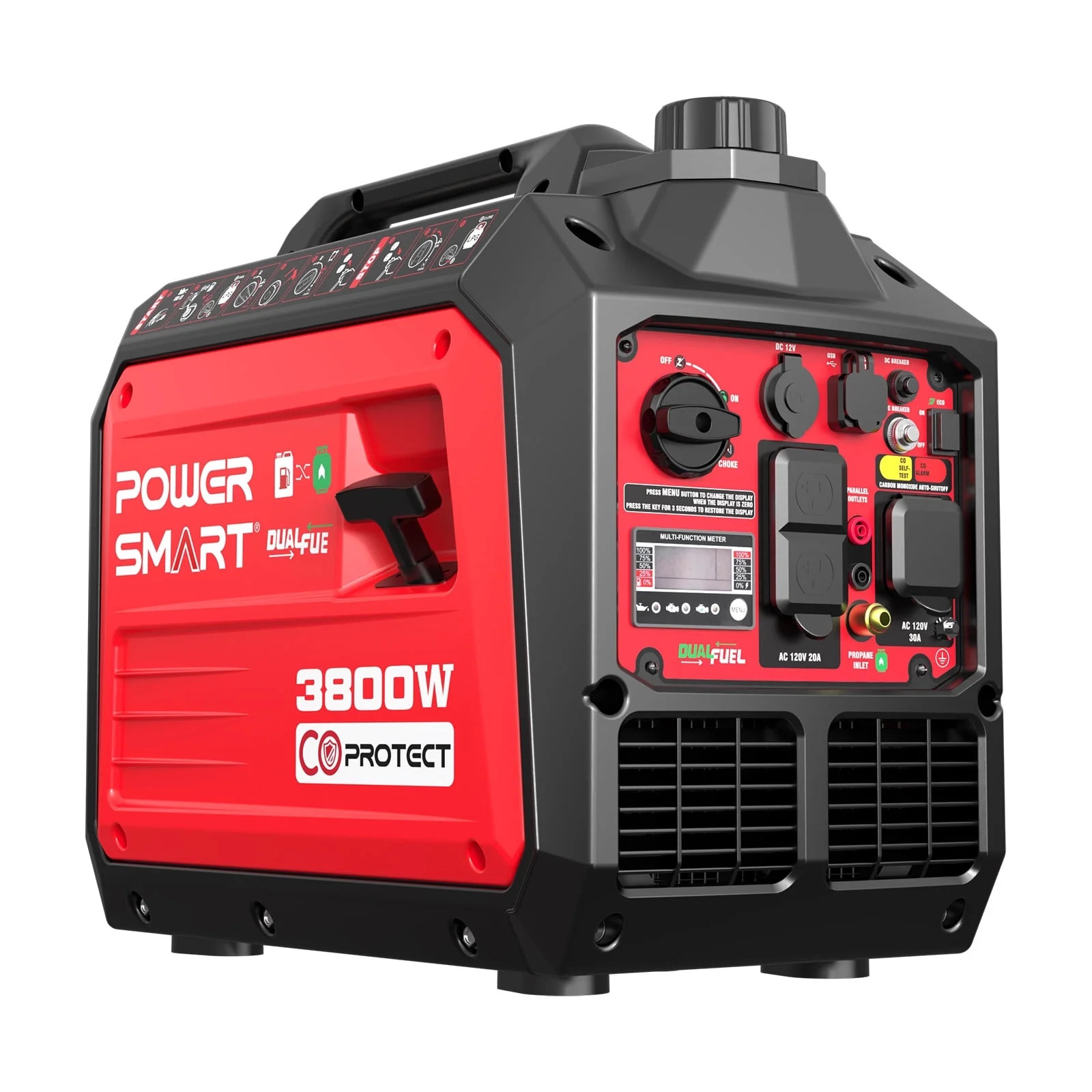 Powersmart Portable Equipment 3800-Watt Dual Fuel Manual Start with CO Detect