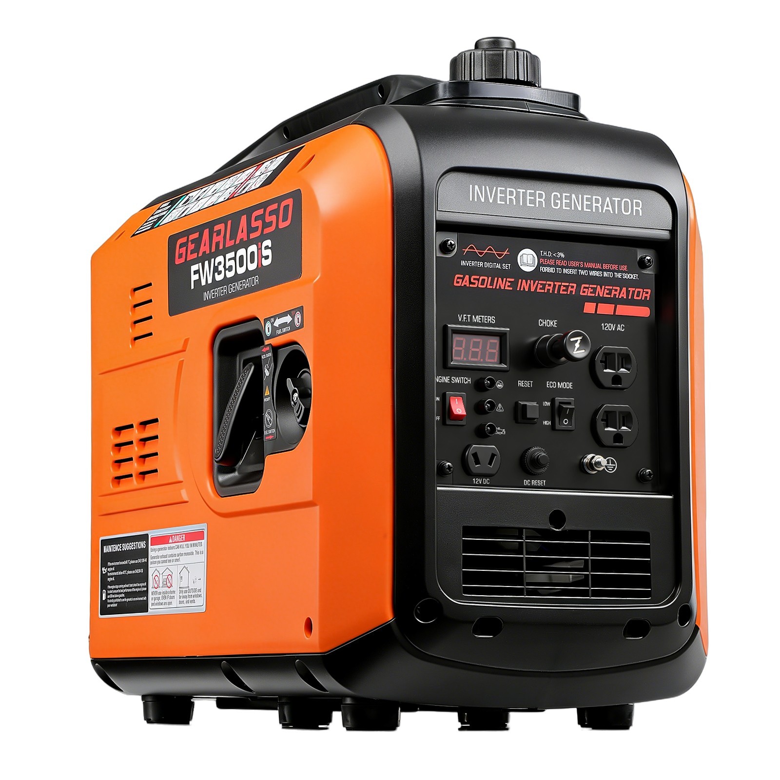 5000W Portable Inverter Generator Gas Powered Quiet for Home Backup Lightweight