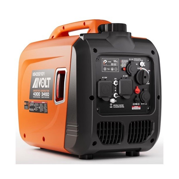 AIVOLT Inverter Generator 4300/3450W 120V Gas Portable Orange/Black VS4350101