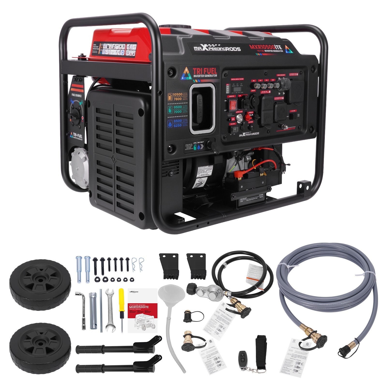 10500 Watt TriFuel Inverter Generator Electric Start Home Backup LP GAS Propane