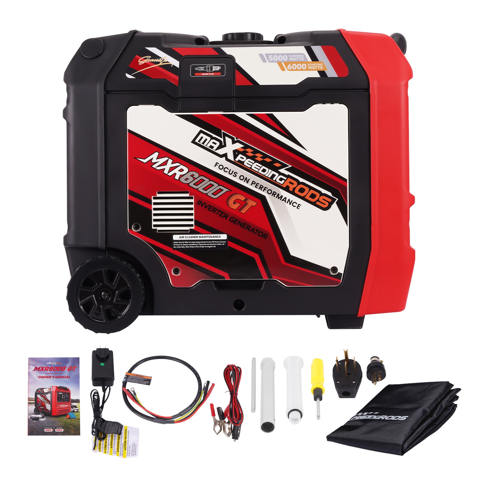 6KW Portable Generator with Telescopic Handle for Jobsite 120V/240V Dual Voltage