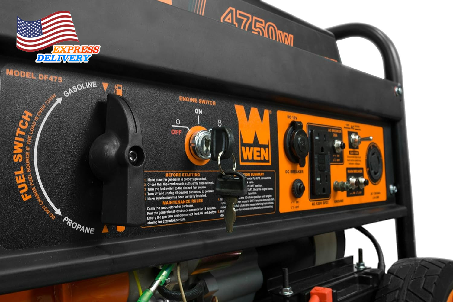 4750-Watt 120V/240V Dual Fuel Portable Generator with Wheel Kit & Electric Start