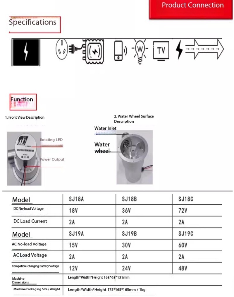 12V/24V Turbine-Type Small Hydropower Generator, DC Permanent Magnet Brushless