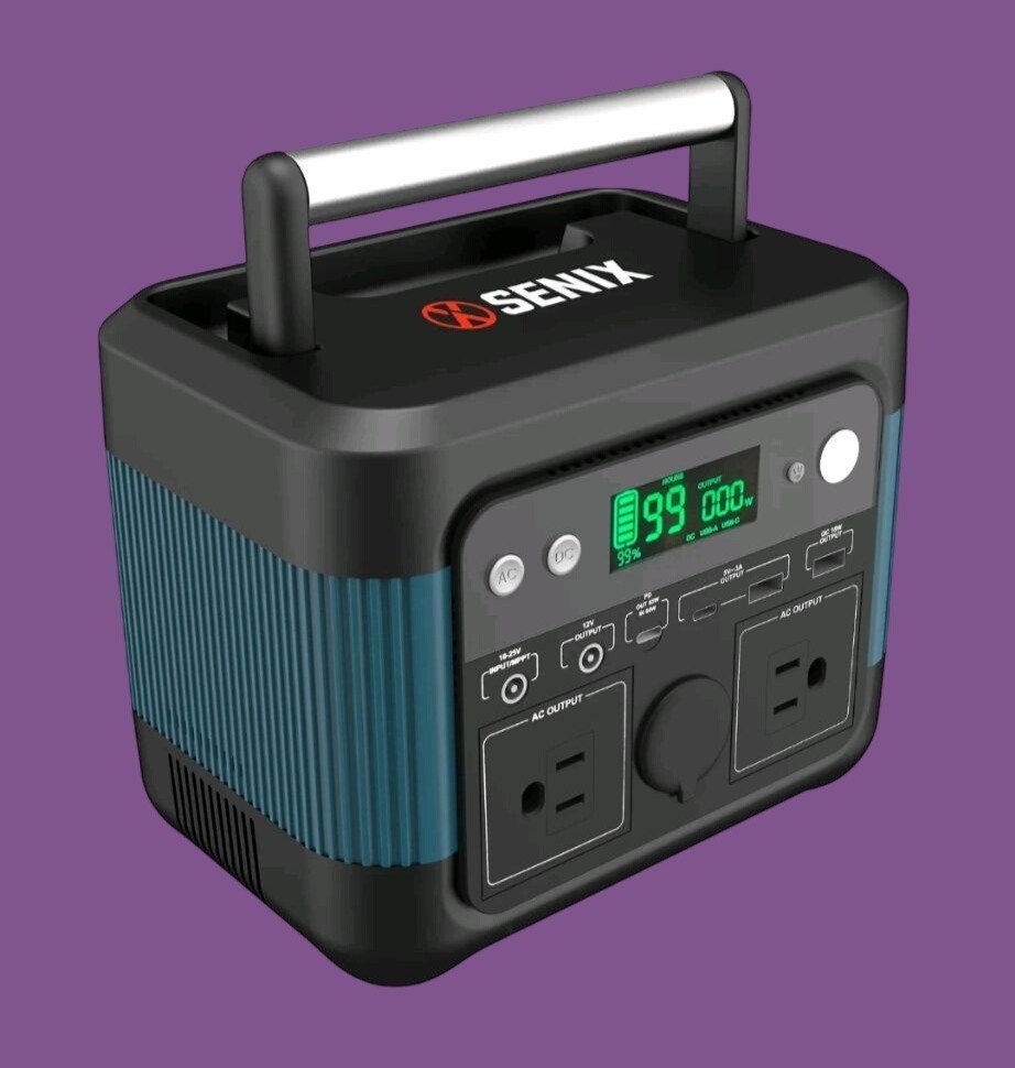Senix PS600 600W/1200W Peak Portable Power Station 518Wh Pure Sine Wave AC/DC