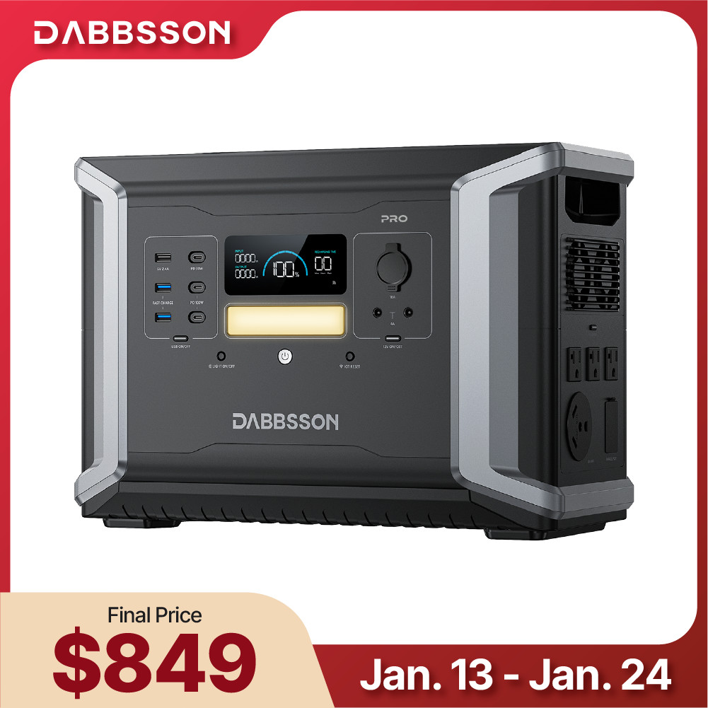 Dabbsson DBS2100Pro 2150Wh 2400W Power Station Solar Generator LFP Home Backup