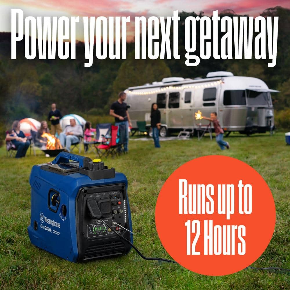 Westinghouse Gas Inverter Generator 2550W/1800W Recoil Start, LED Data Center