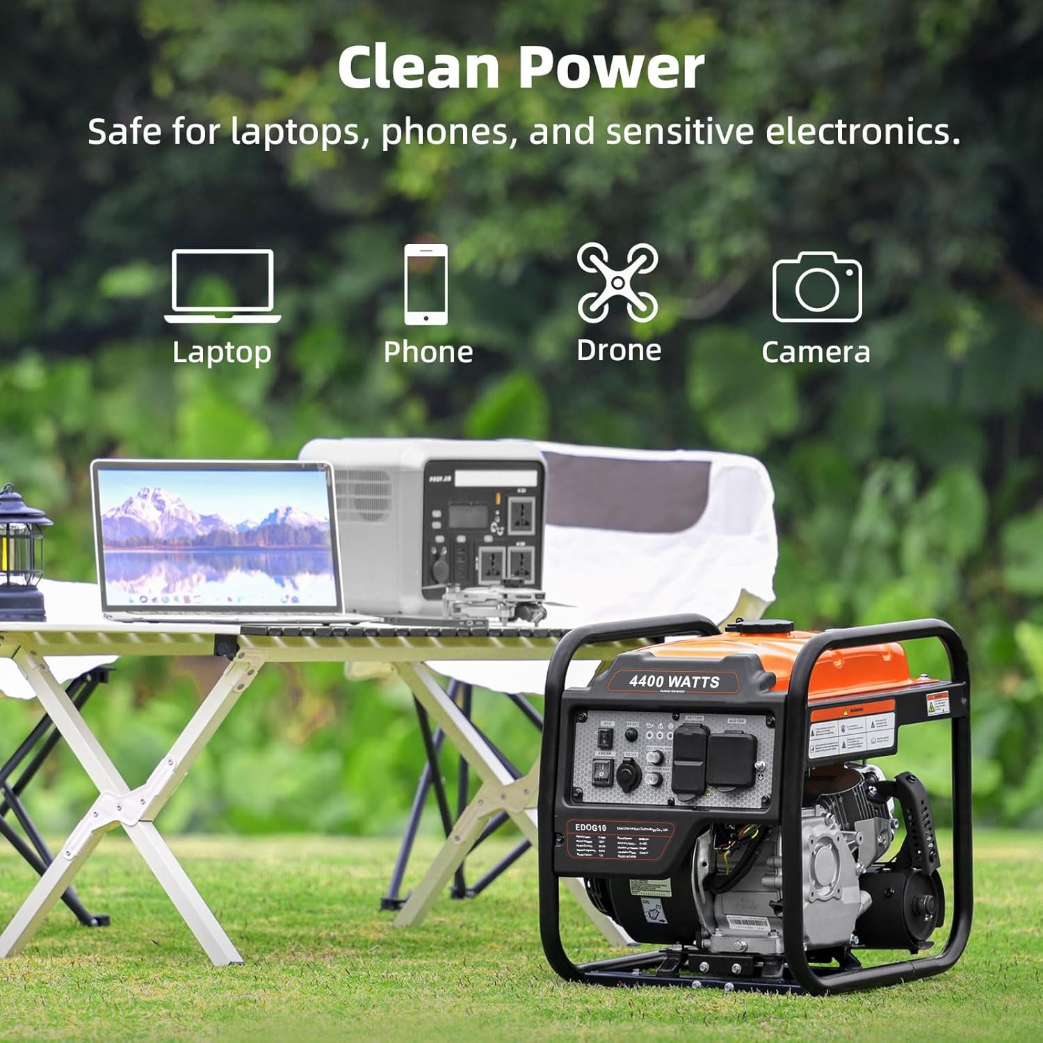 4400-Watts Inverter Generator, Open Frame Generator Gas Powered, Emergency Home