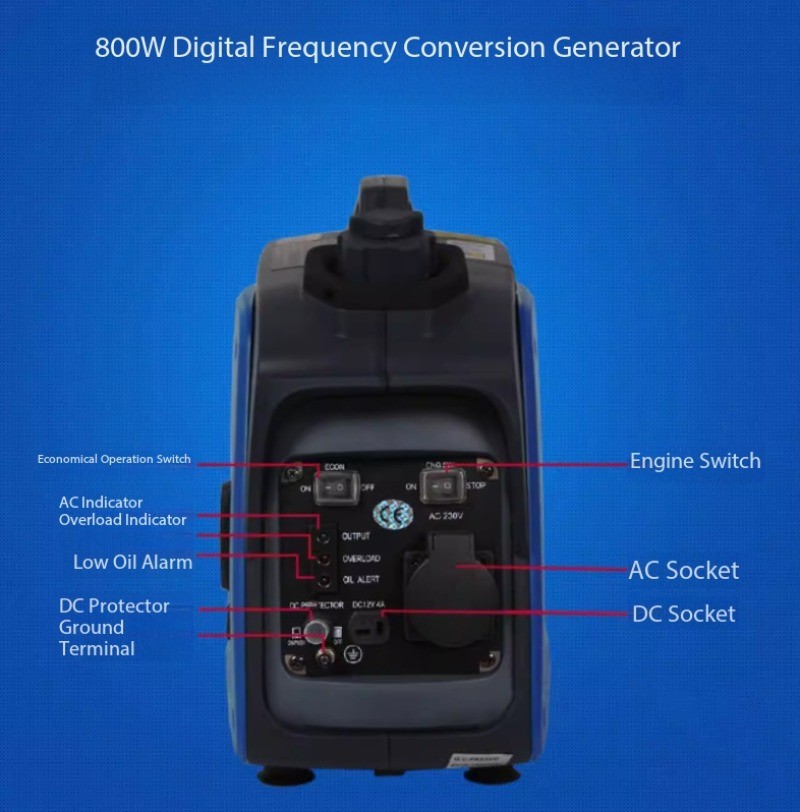 Gasoline Generator for Home Use, Inverter Type, 800W/1kW/2kW/3kW Quiet Operation