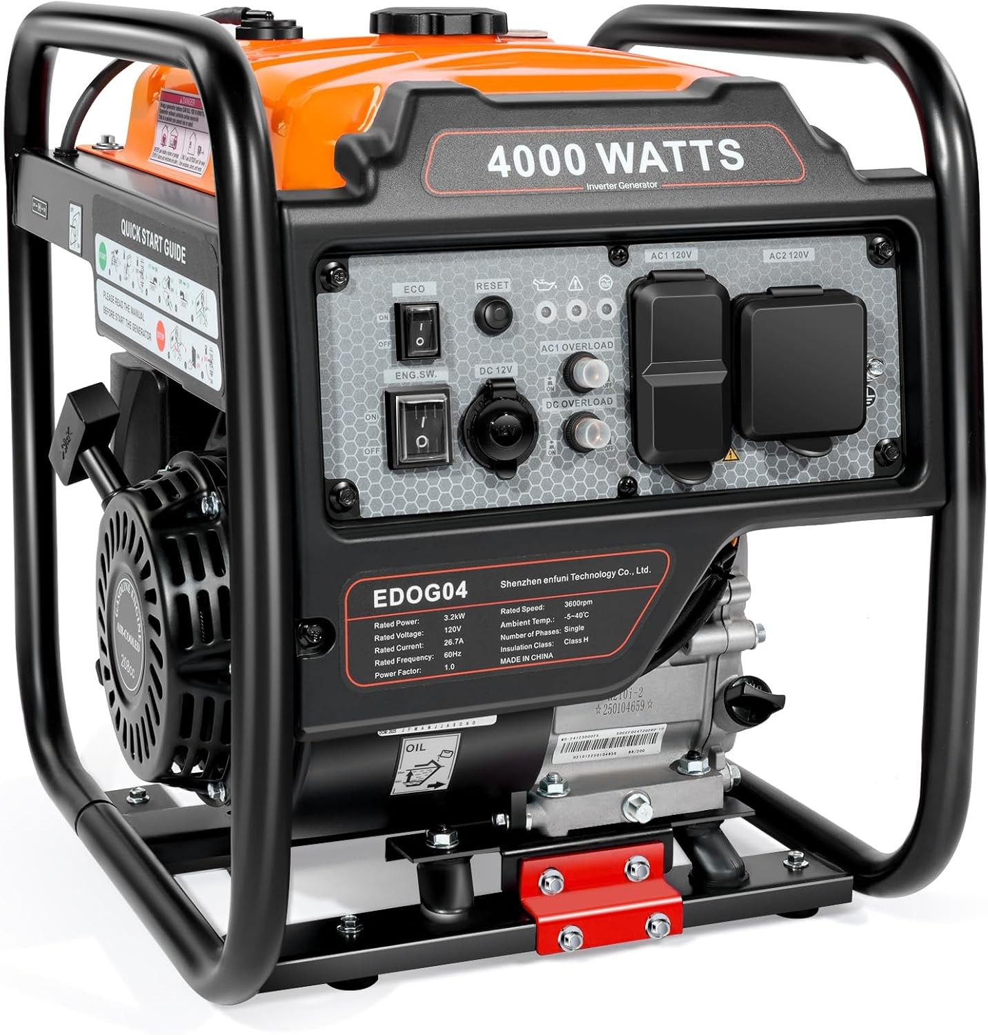 4000W Gas Inverter Generator Open Frame ECO Mode Home/Camping Use Generator NEW