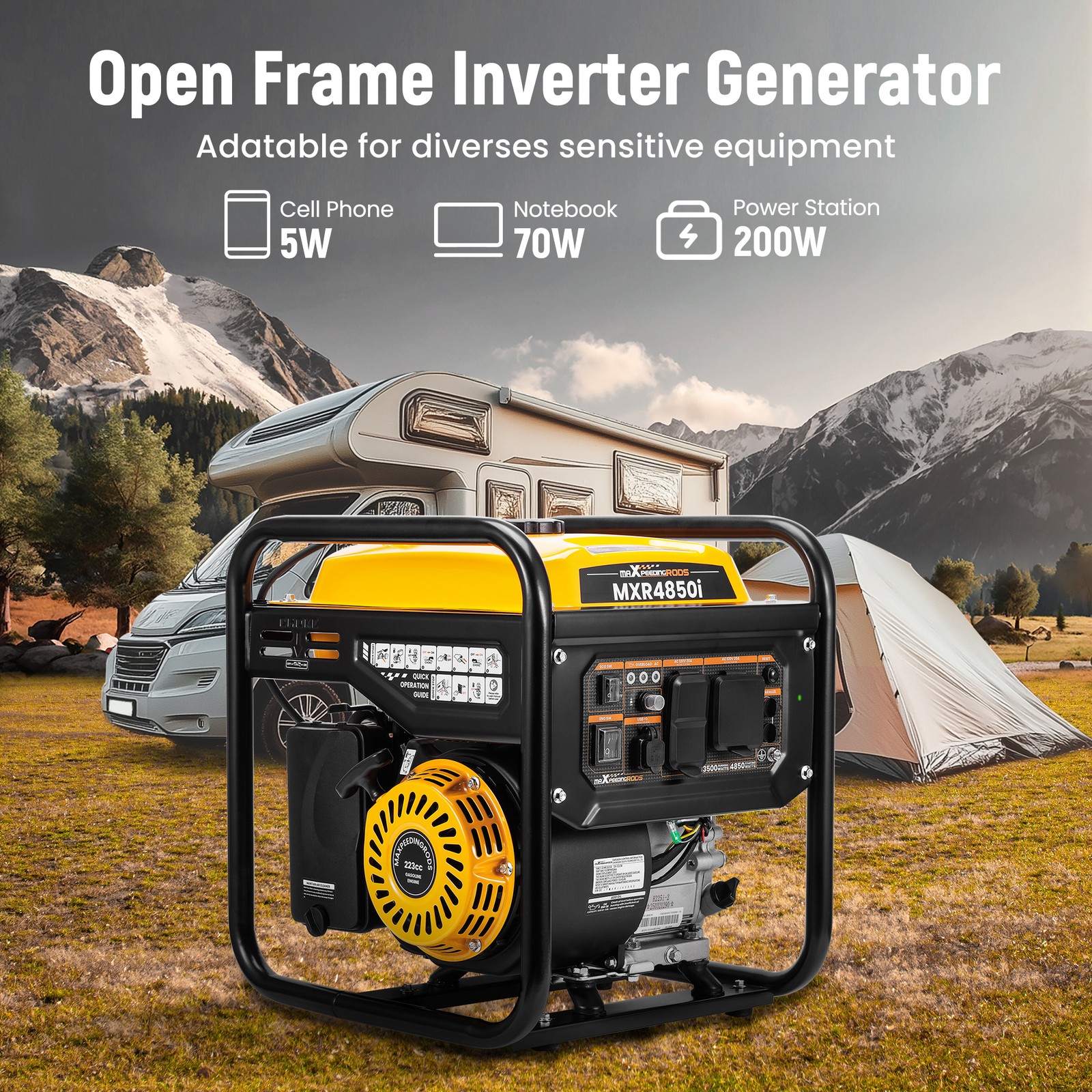 3500 Watt Generators Portable Gasoline Inverter Generator Compact Suitcase RV