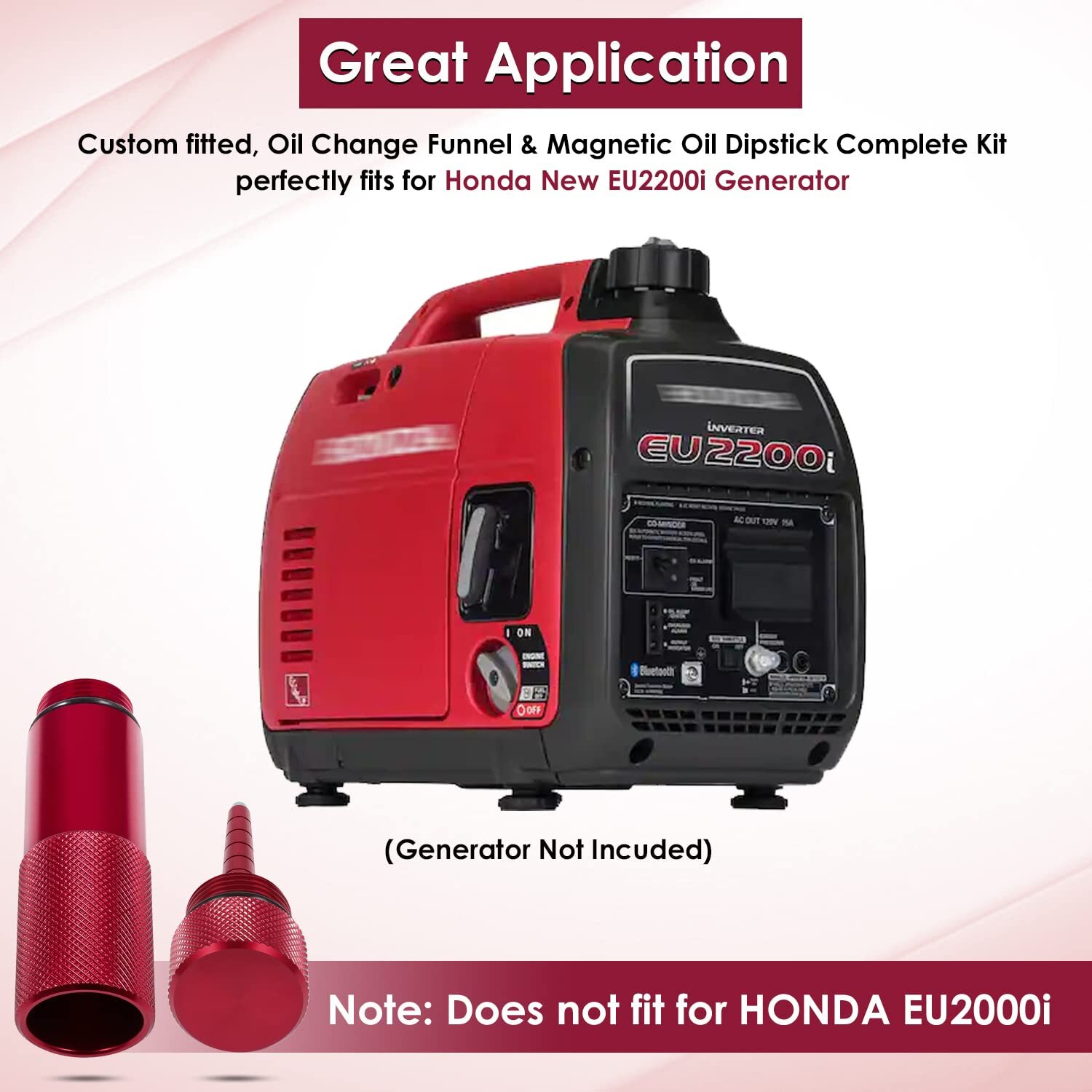 Red Oil Change Funnel and Oil Magnetic Dipstick for Honda Generator EU2200i