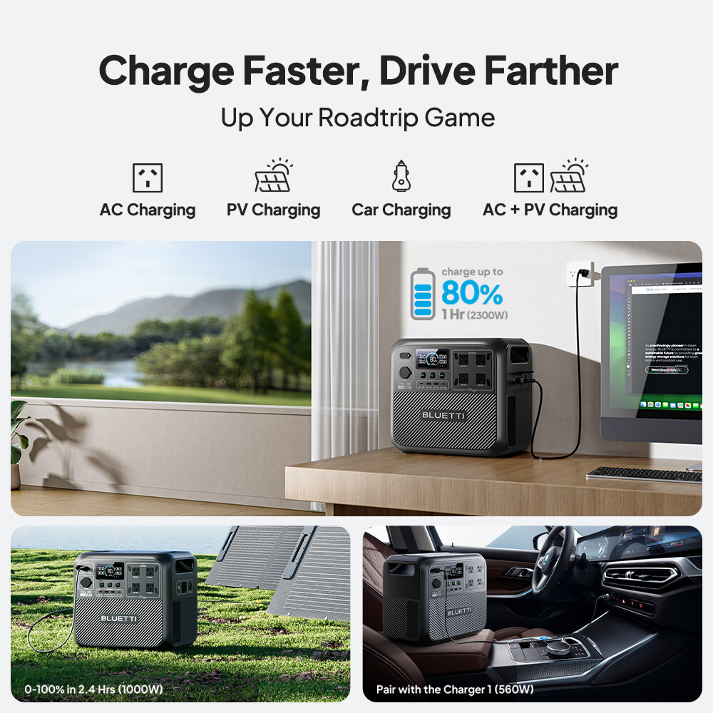 BLUETTI Elite200V2+Charger 1 2073.6Wh Power Station Alternator Charger