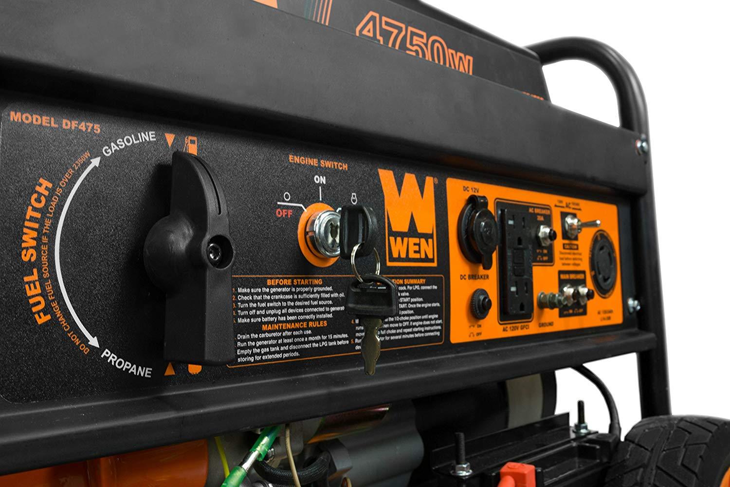 WEN 4,750-W Portable Hybrid Dual Fuel Gas Powered Generator with Electric Start