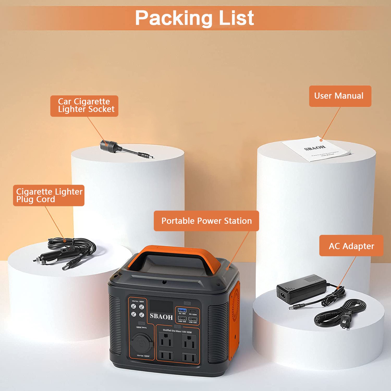 Portable Power Station P302,300W 296Wh Backup Lithium Battery,Solar Generator Fo