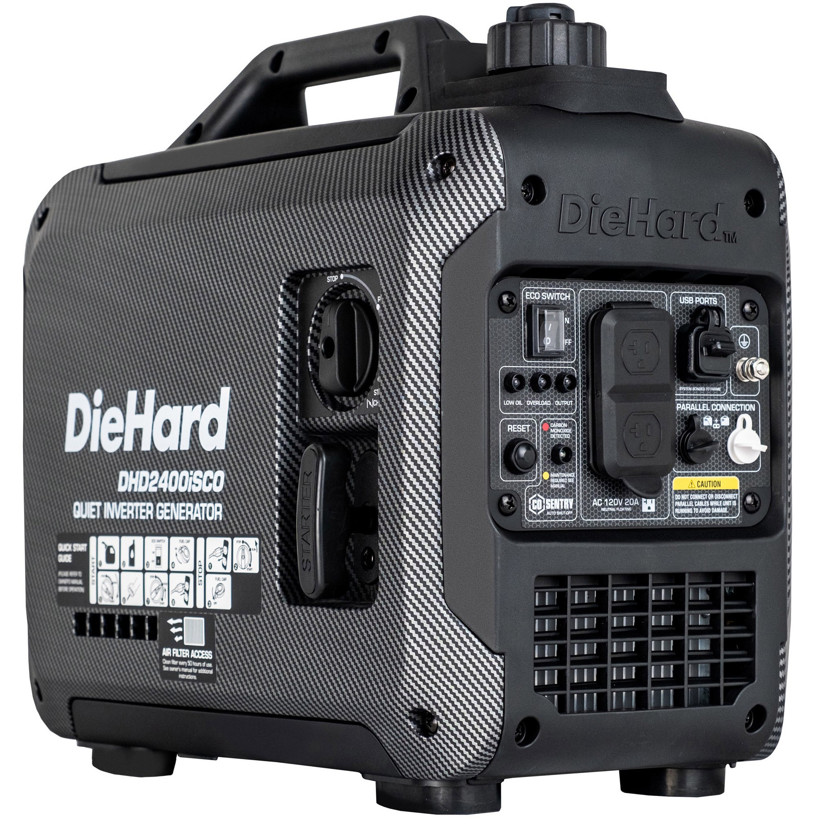 DieHard 2400W Inverter Generator 2000W Gas Portable CO Safe USB Quiet