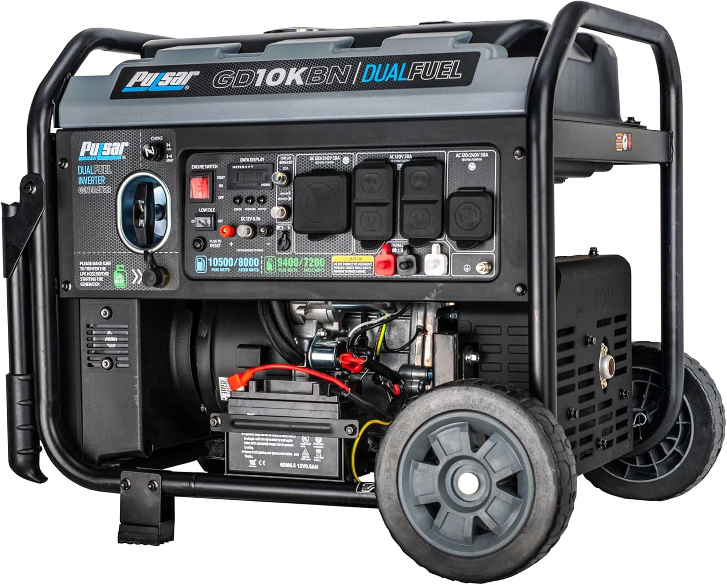 GD10KBN 10500W Dual Fuel Home Backup Portable Inverter Generator with Wheel Kit