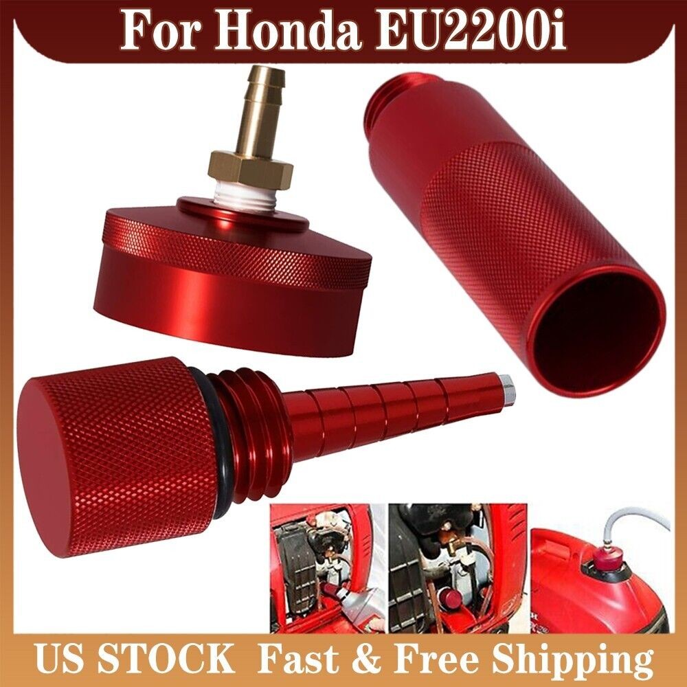 Fit For Honda Generator EU2200i Run Gas Cap w/ Brass Funnel Red