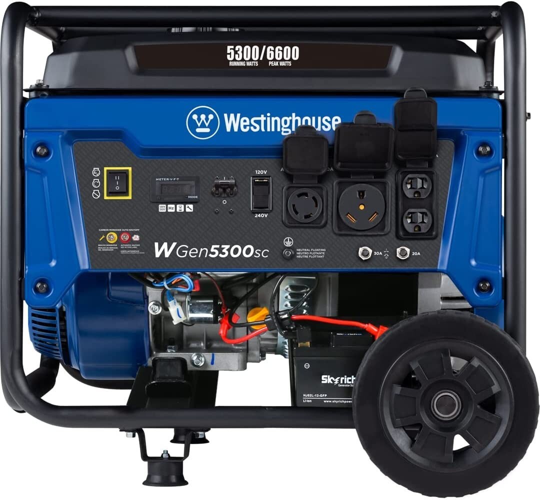 Westinghouse 6,600-W Portable RV Ready Gas Generator w/ Electic Start, CO Sensor