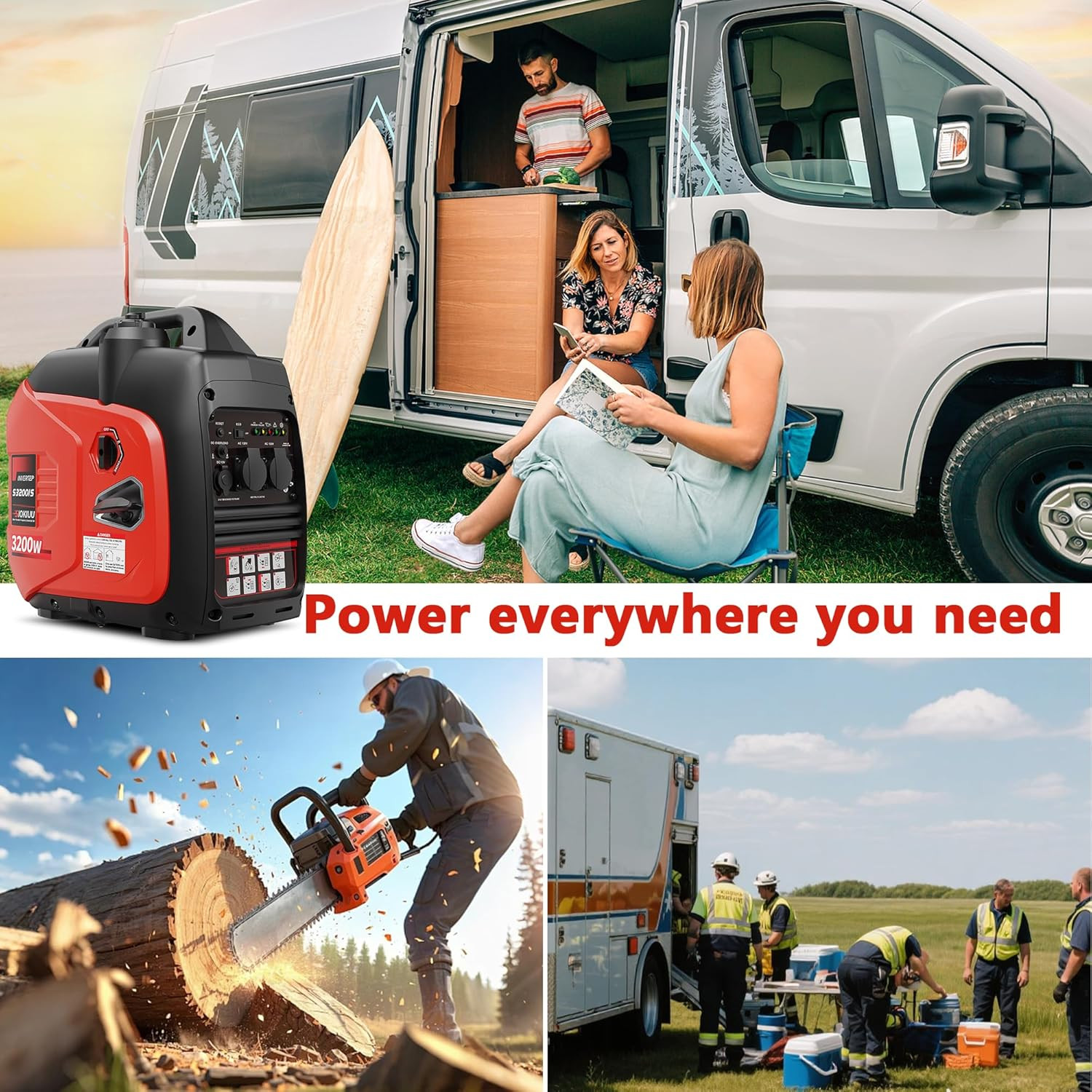 3200W Super Quiet Inverter Generator for Home & Camping – Eco Mode