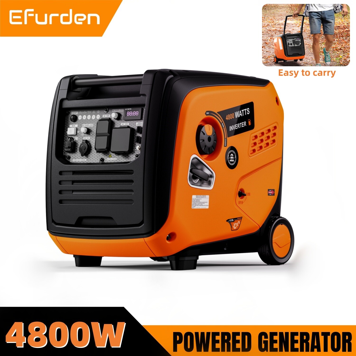4800-W Super Quiet Portable RV Ready Gas Inverter Generator 223CC Outdoor Power