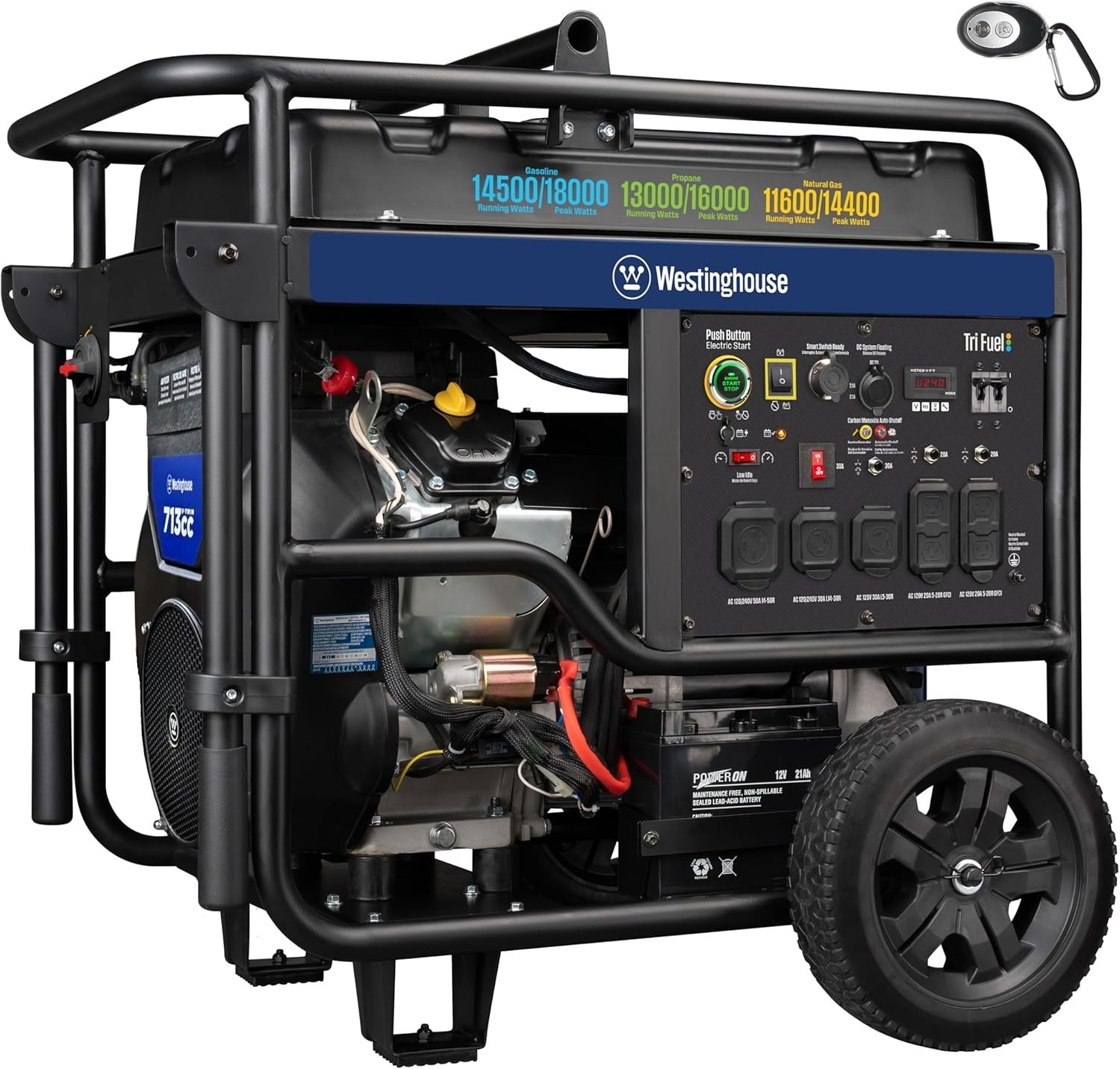 Westinghouse 18,000-W Portable Hybrid Tri-Fuel Gas Generator with Remote Start
