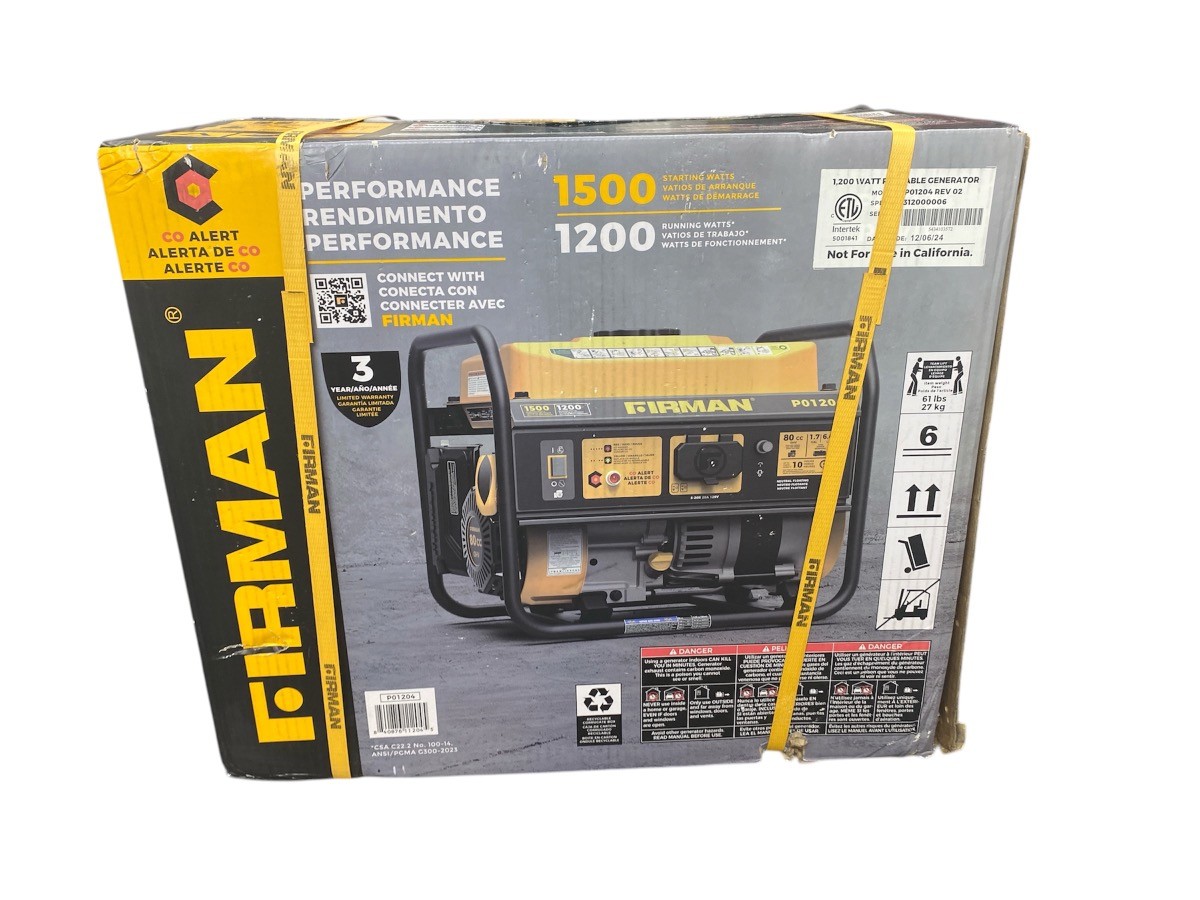 Firman 1500 Watt Gas Powered Generator Recoil Start (WMP018007)