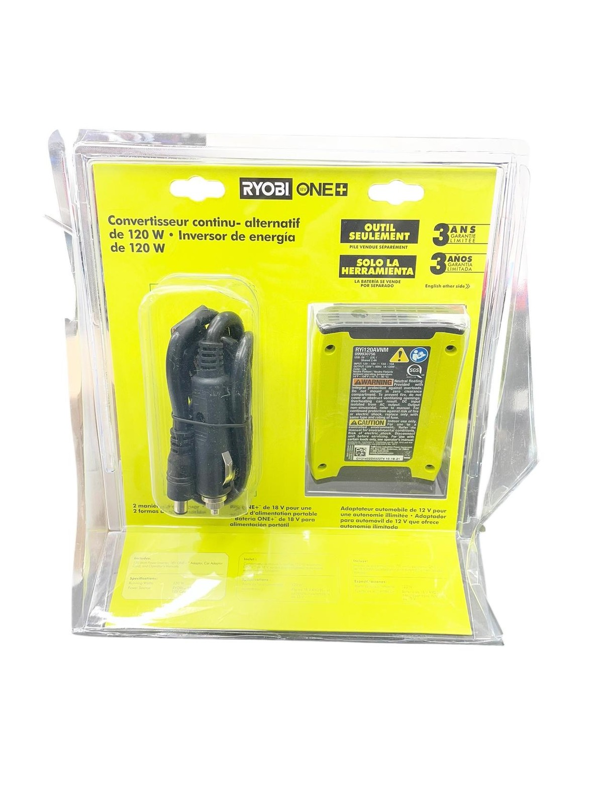 RYOBI ONE+ 18V 120-Watt 12V Automotive Power Inverter with Dual USB Ports