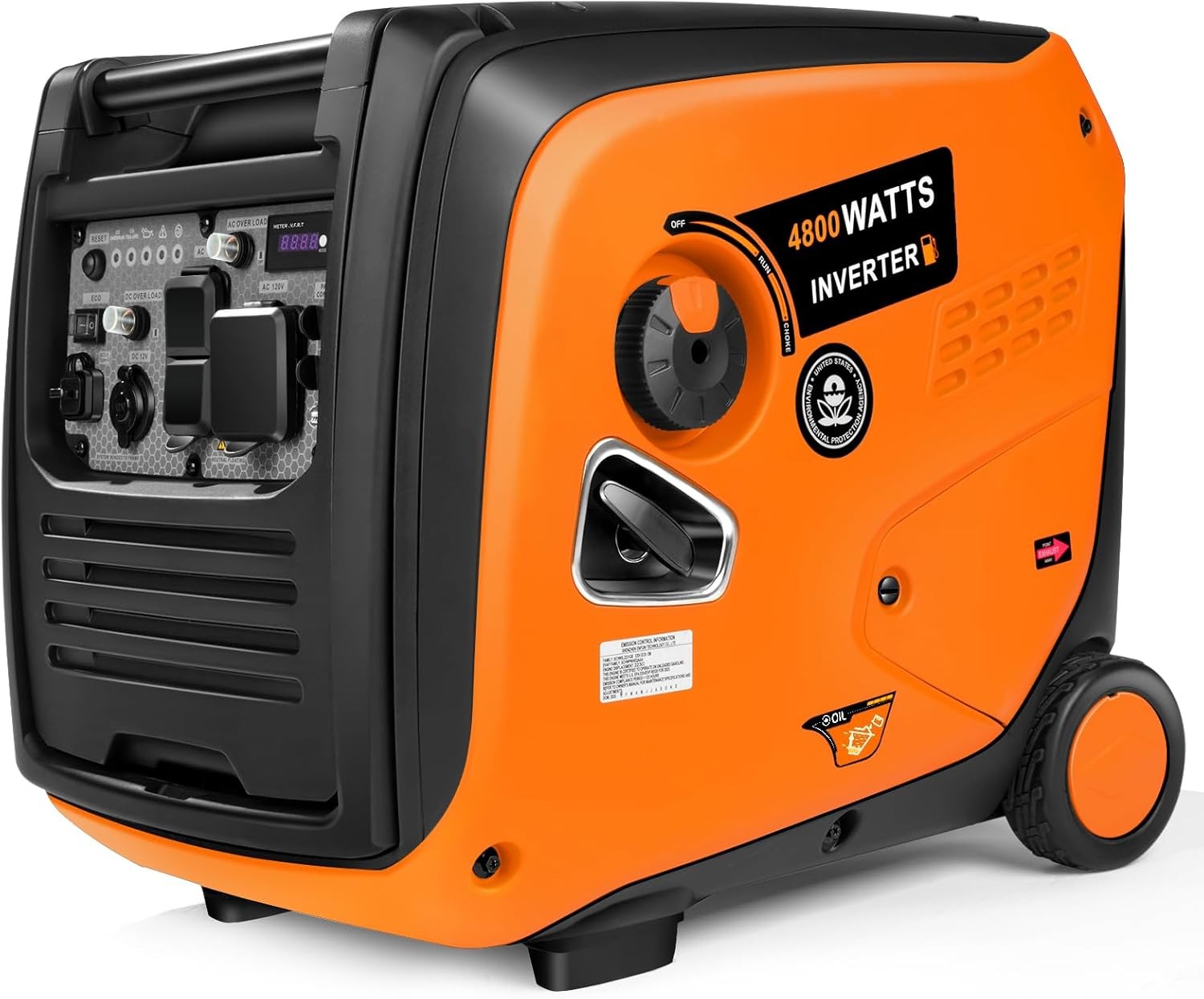 Efurden Inverter Generator Gas 4800W 223cc Engine 10H Runtime CO Detect Outdoor