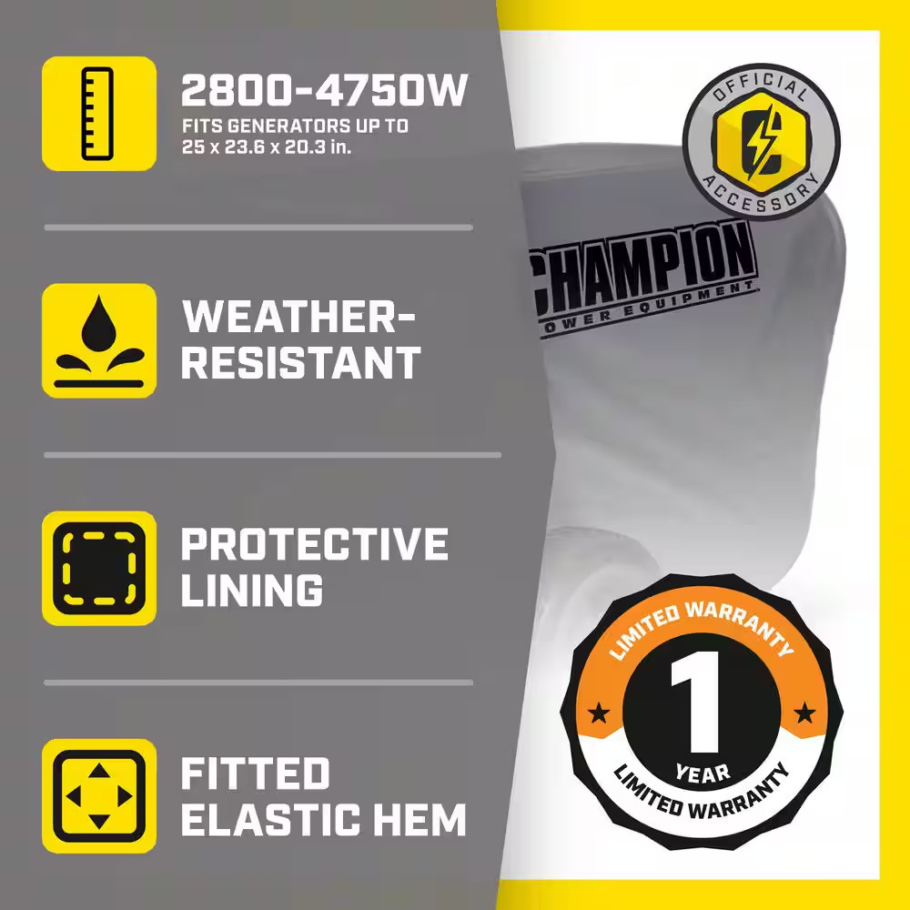 Weather-Resistant Storage Cover for 2800-4750-Watt Portable Generators