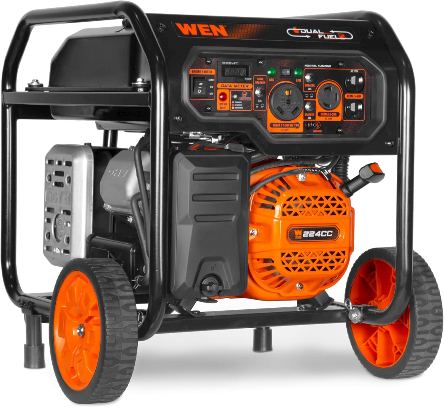 WEN 5,600-W Portable RV Ready Dual Fuel Gas Generator, Electric Start, CO Sensor