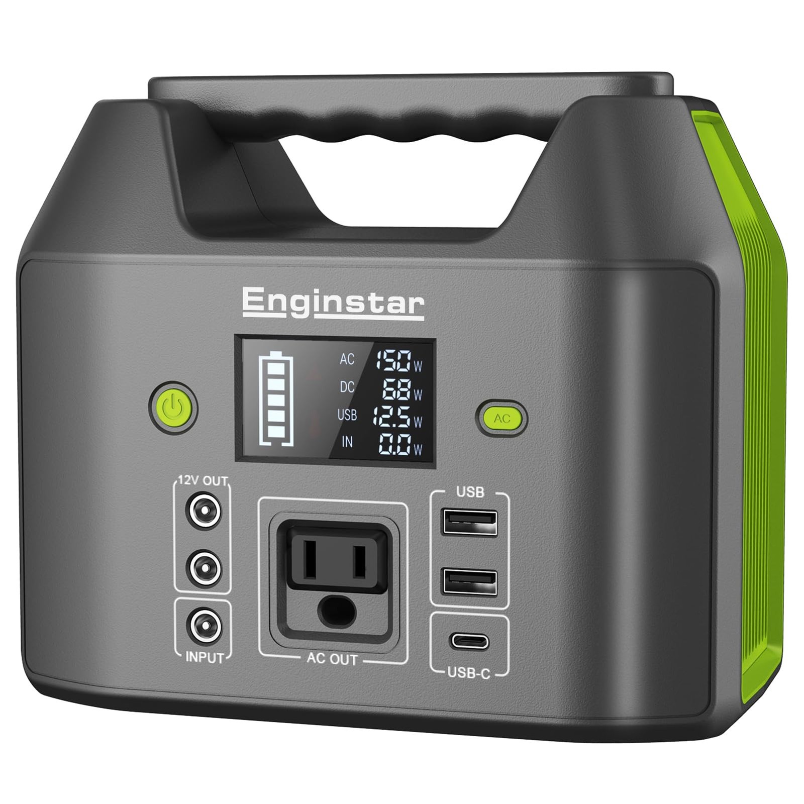 EnginStar Portable Power Station, 150W 155Wh Bank with 110V 150W, Green