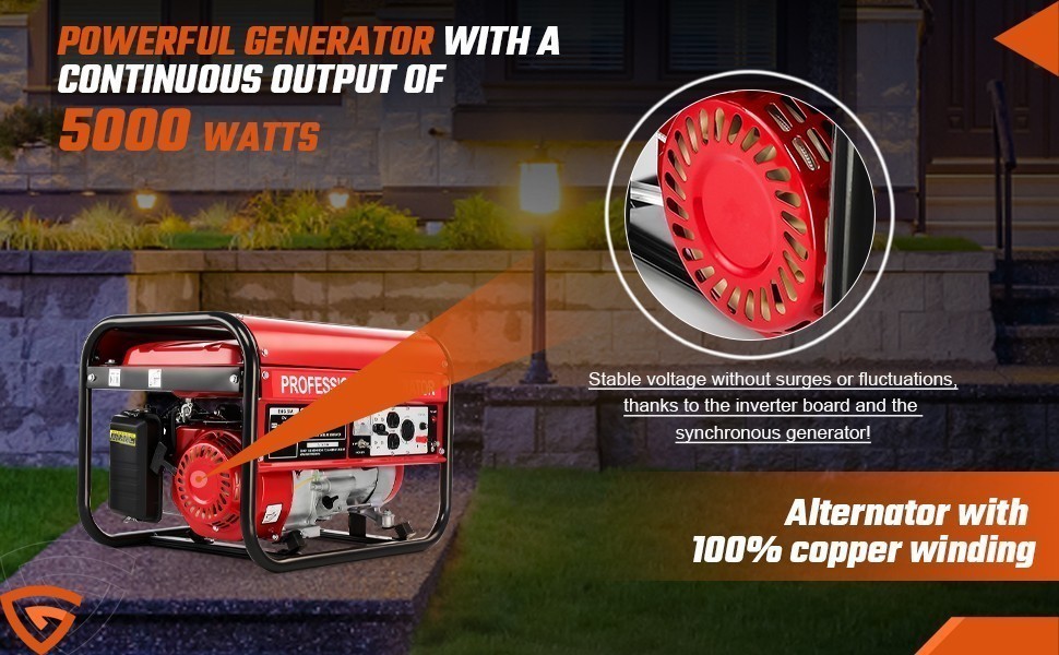 4850W Portable Gasoline Generator 4-stroke 7.5HP for Home Backup Construction