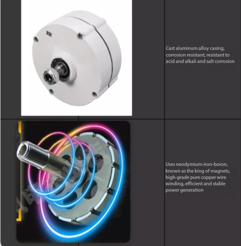 100W, 200W, 12V, 24V Permanent Magnet Three-Phase Brushless AC Generator