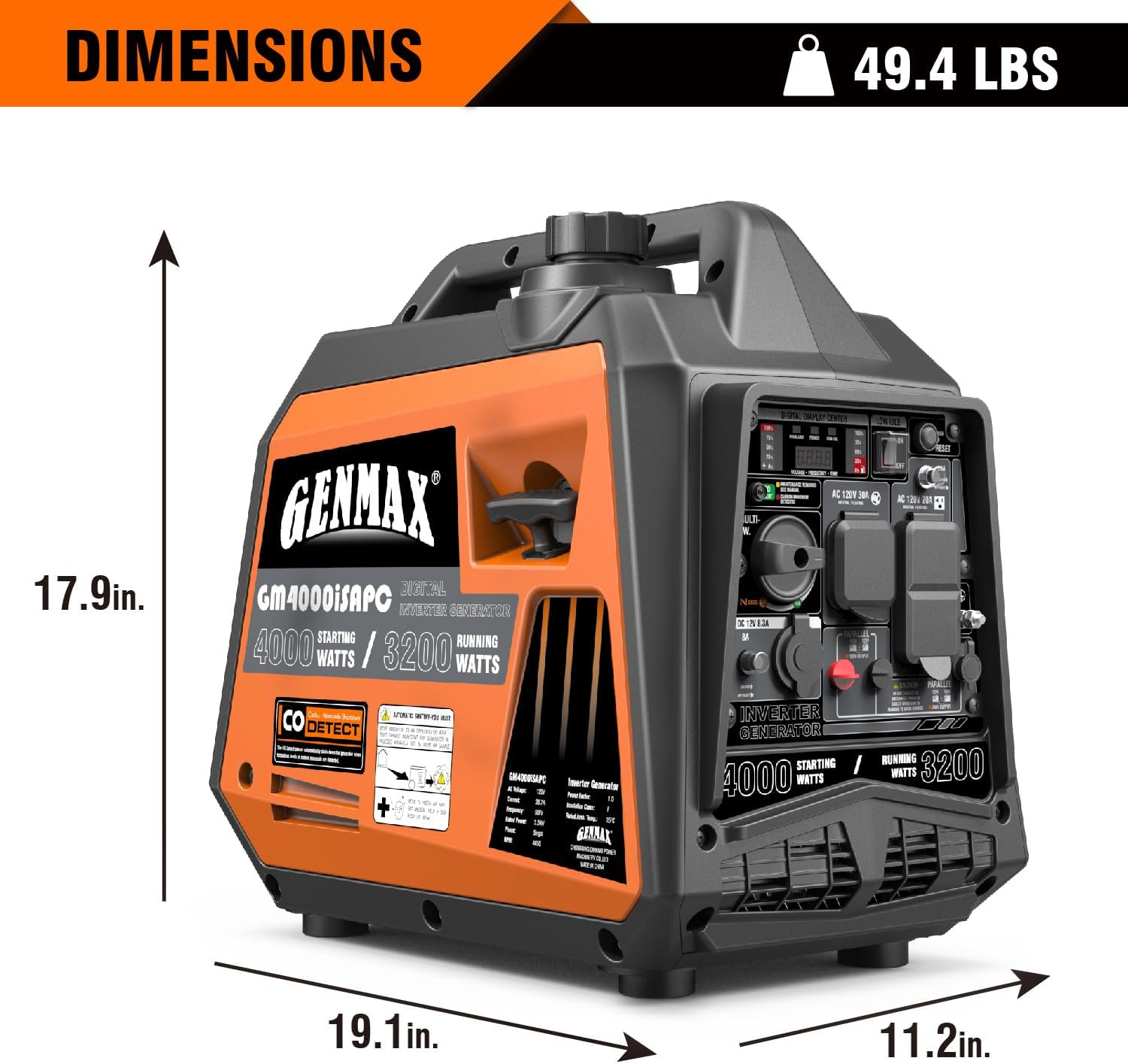 GENMAX Generator?Epa Compliant, Eco-Mode Feature, Ultra Lightweight for Backup H