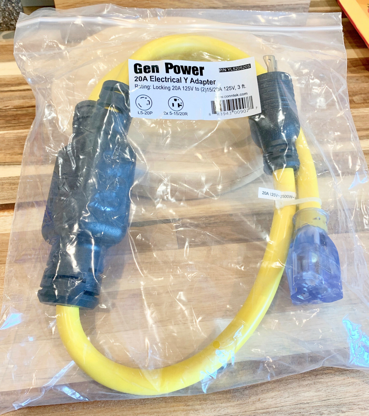 Generator Y-Adapter Power Cord/Splitter YL520520S:20A,125V,pigtail,RV NEW