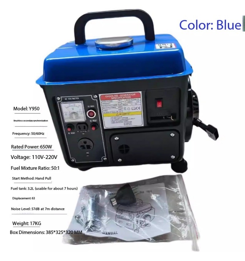 Single-Phase 950W Gasoline Generator for Home Use 110V/220V Compact and Portable
