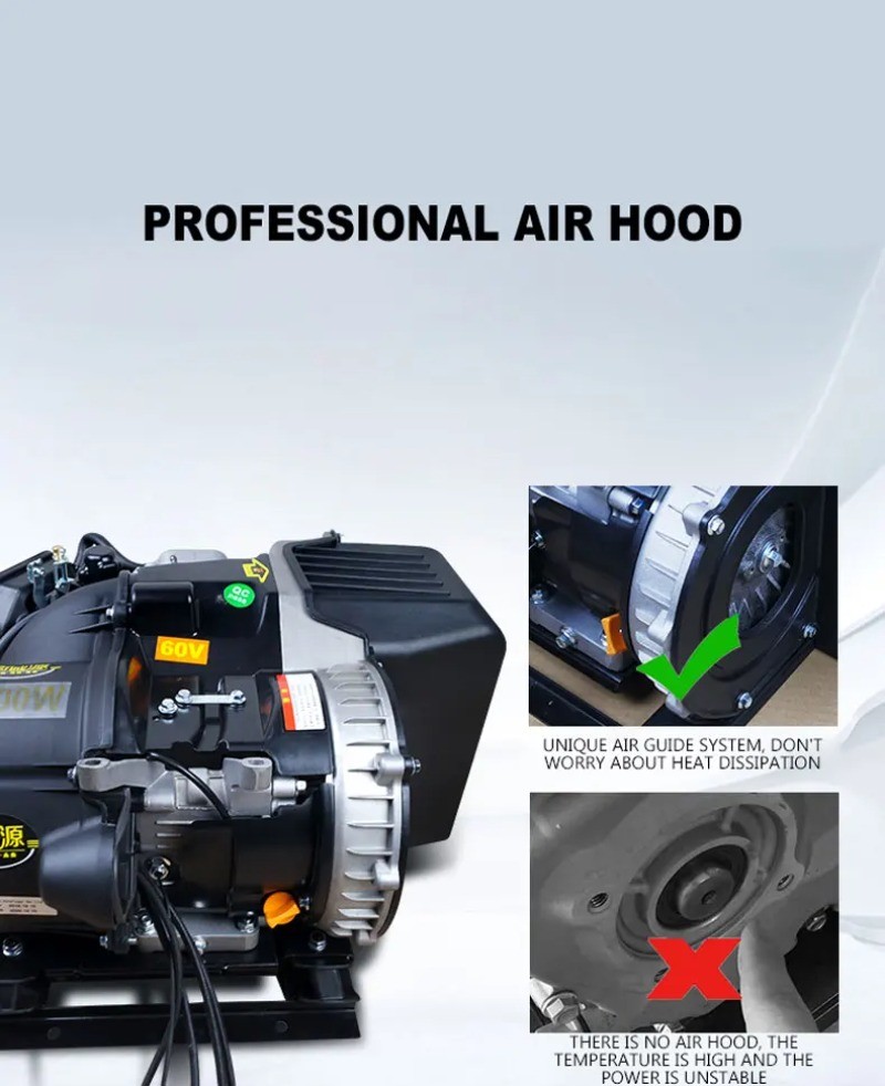 Silent Dual-Cooling Electric Vehicle Range Extender Generator Tricycle
