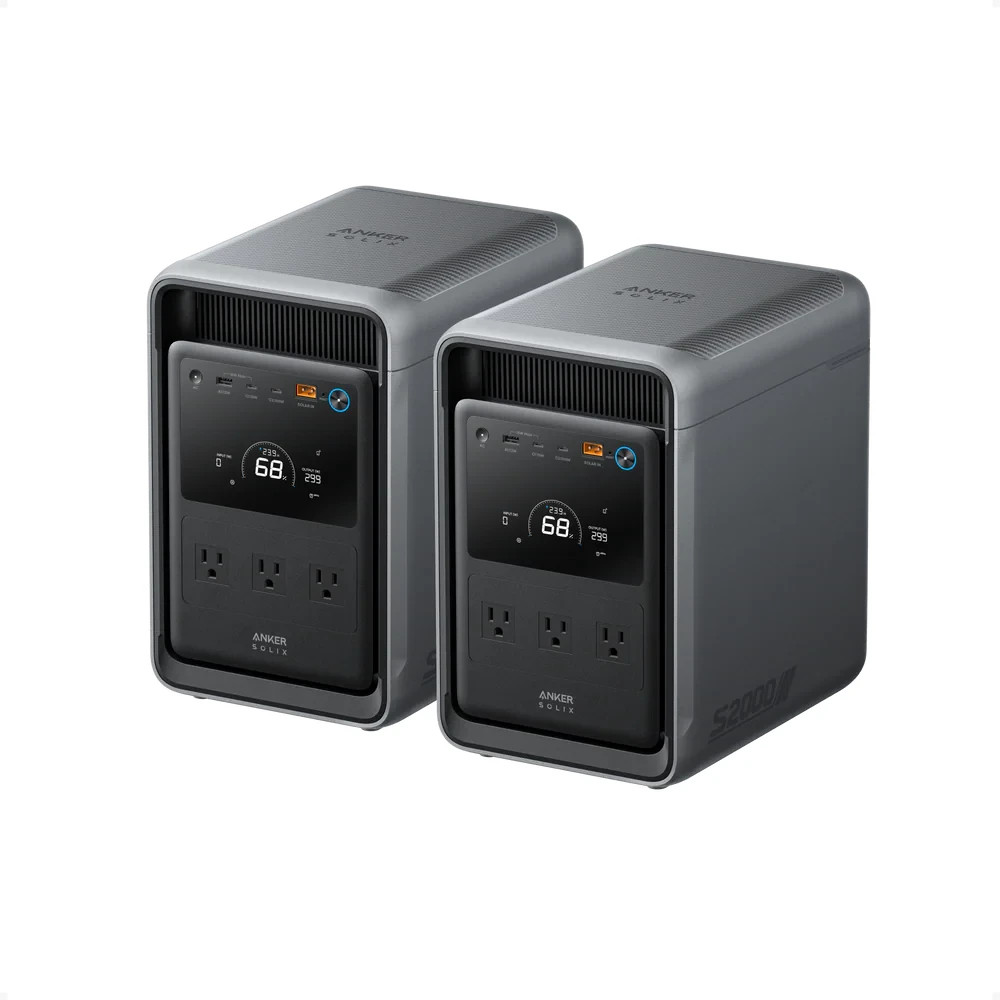 Anker Solix S2000 Gray 2010Wh Portable Home Backup Power Station – Set of 2