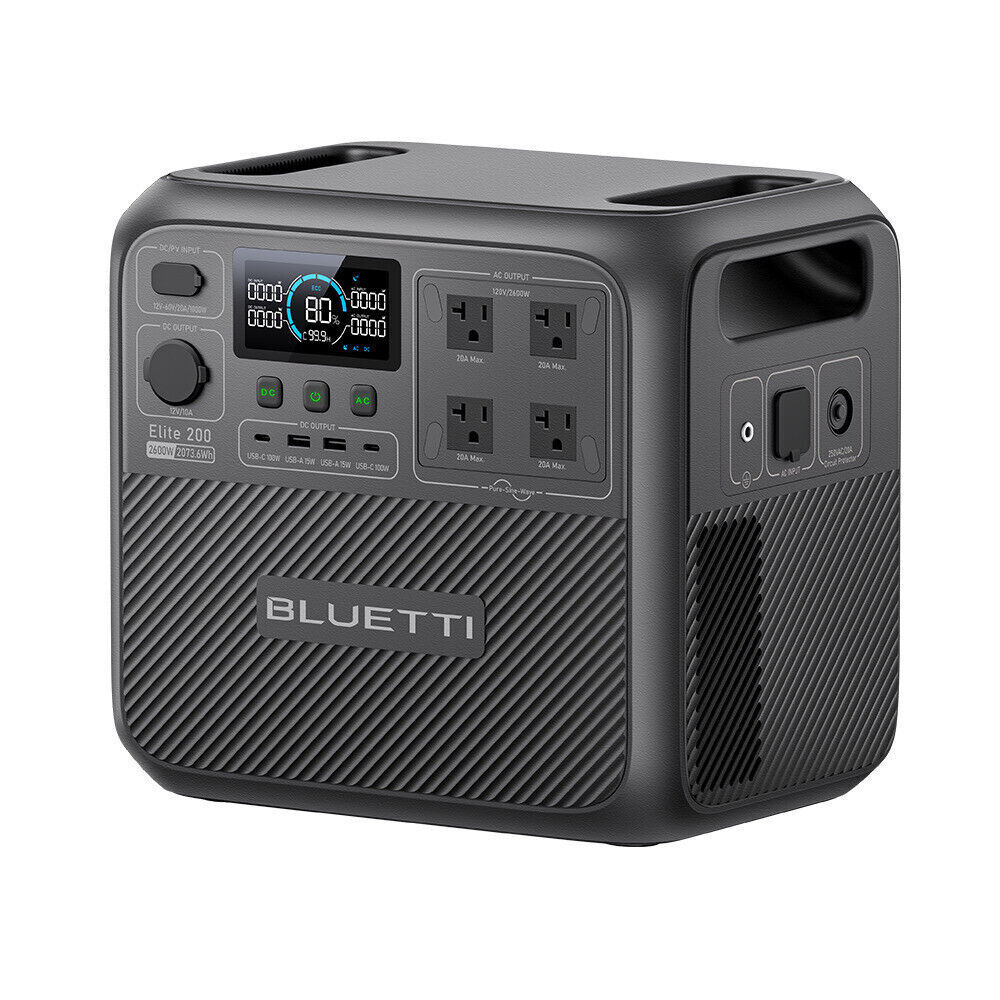 BLUETTI Elite 200 V2 2073.6Wh 2600W Power Station+2*200W Solar Panel for Camping