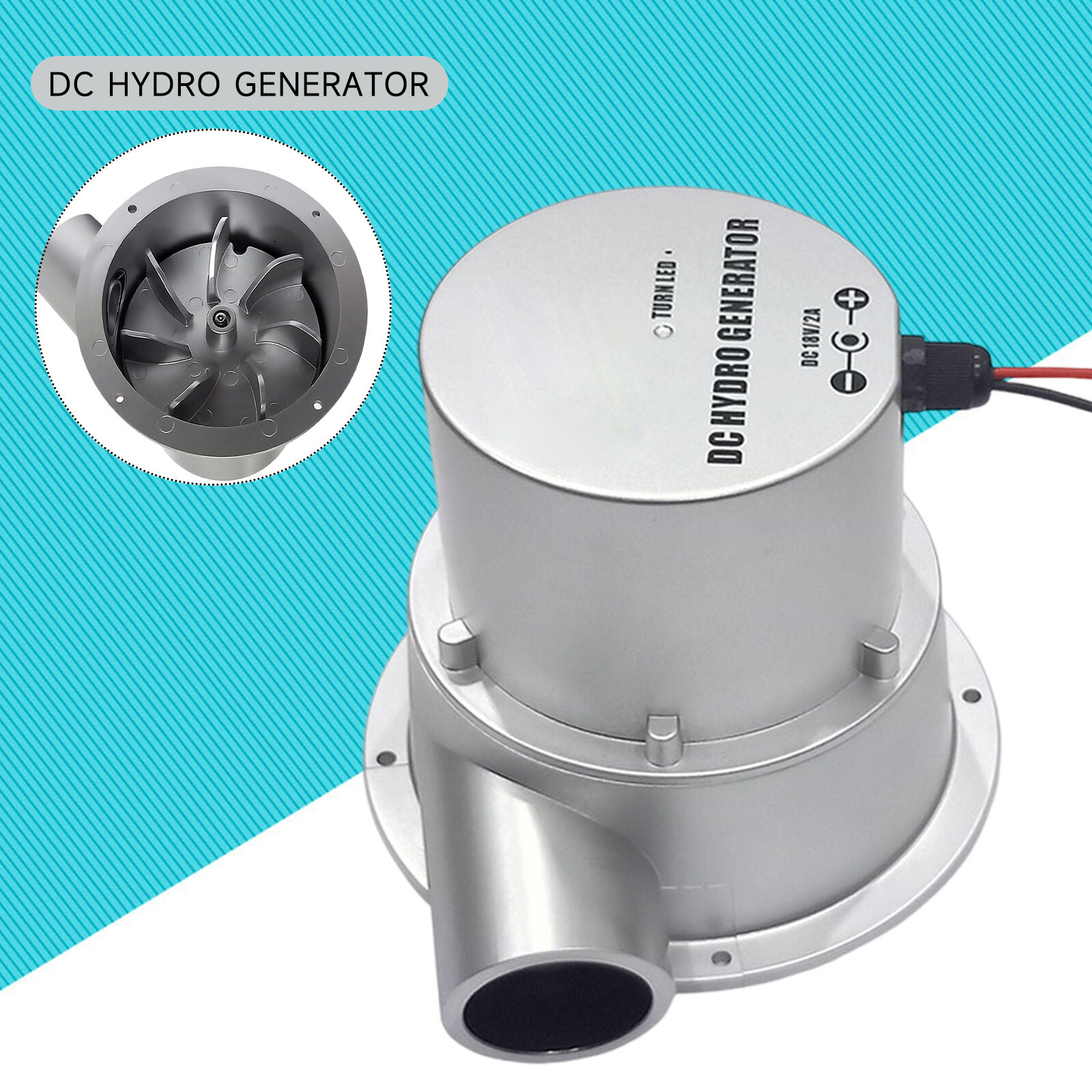 DC18V 50W Mini Portable Hydroelectric Power Turbine Water Flow Hydro Generator