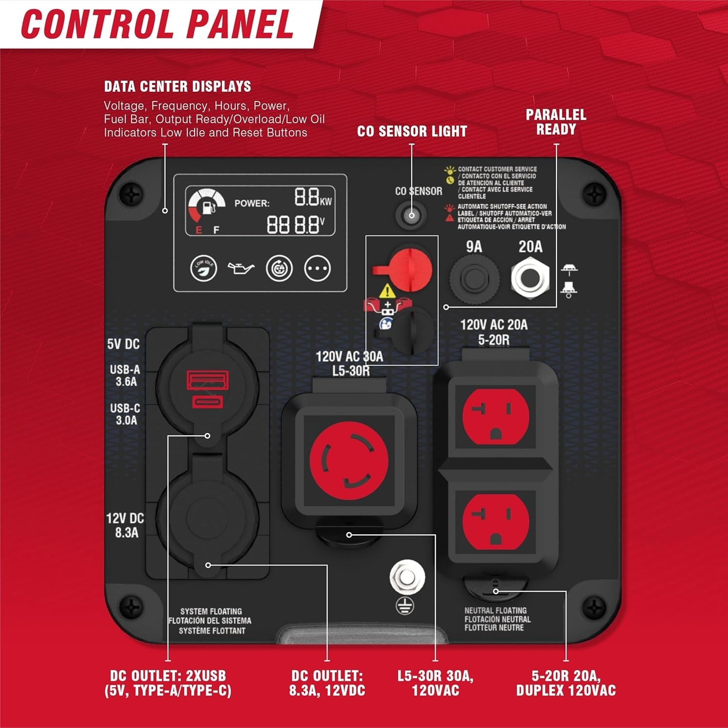 A-iPower SUA2301iD Dual Fuel Inverter Generator