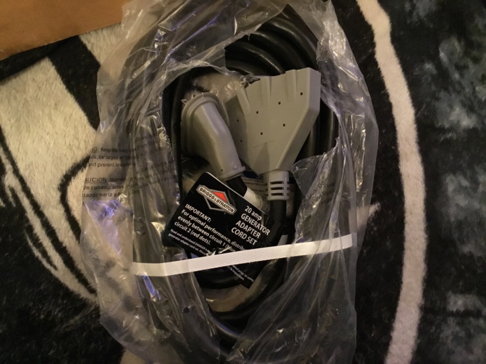 Briggs & Stratton 20 Amp Generator Adapter Cord Set – 25′ Long 4 Outlets – New