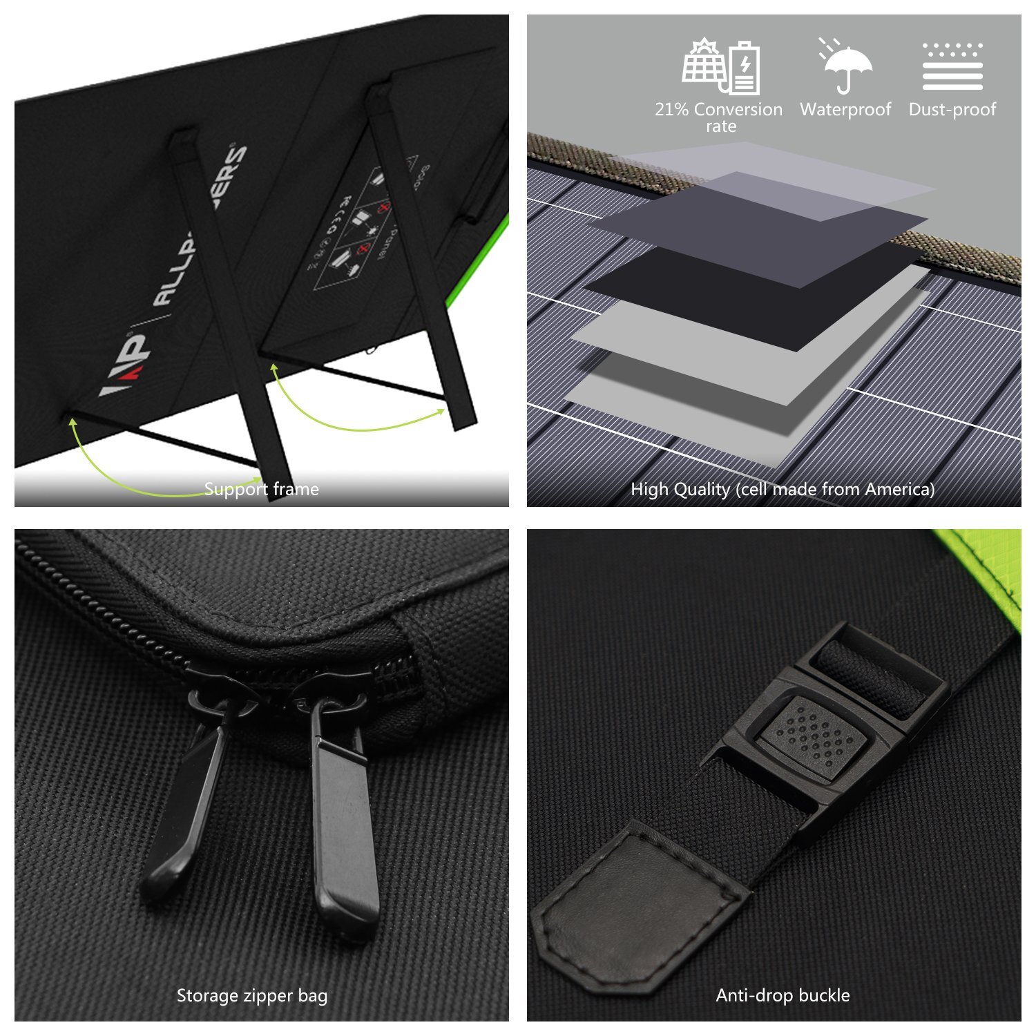 ALLPOWERS 140W Waterproof Foldable Solar Panel Charger For Solar Generator Trip