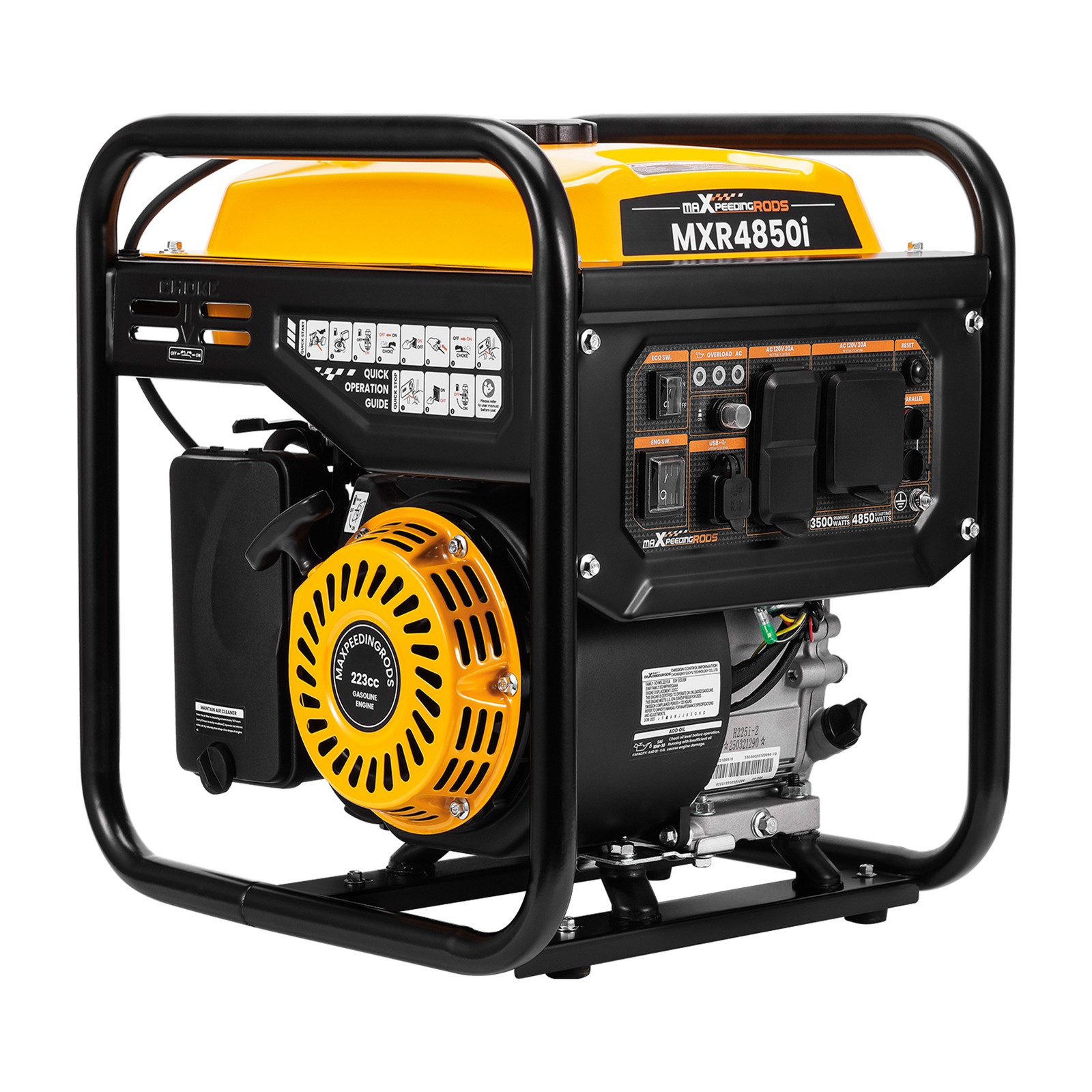 3500W Gas Powered Portable Inverter Generator 4850W Peak Pure Sine Wave 120V EPA