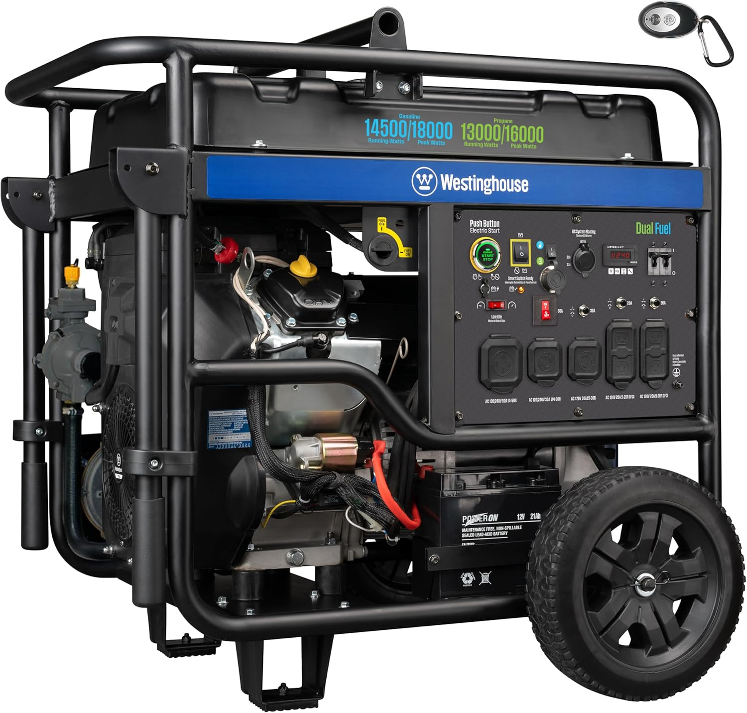 Westinghouse 18,000-W Portable Hybrid Dual Fuel Gas Generator with Remote Start