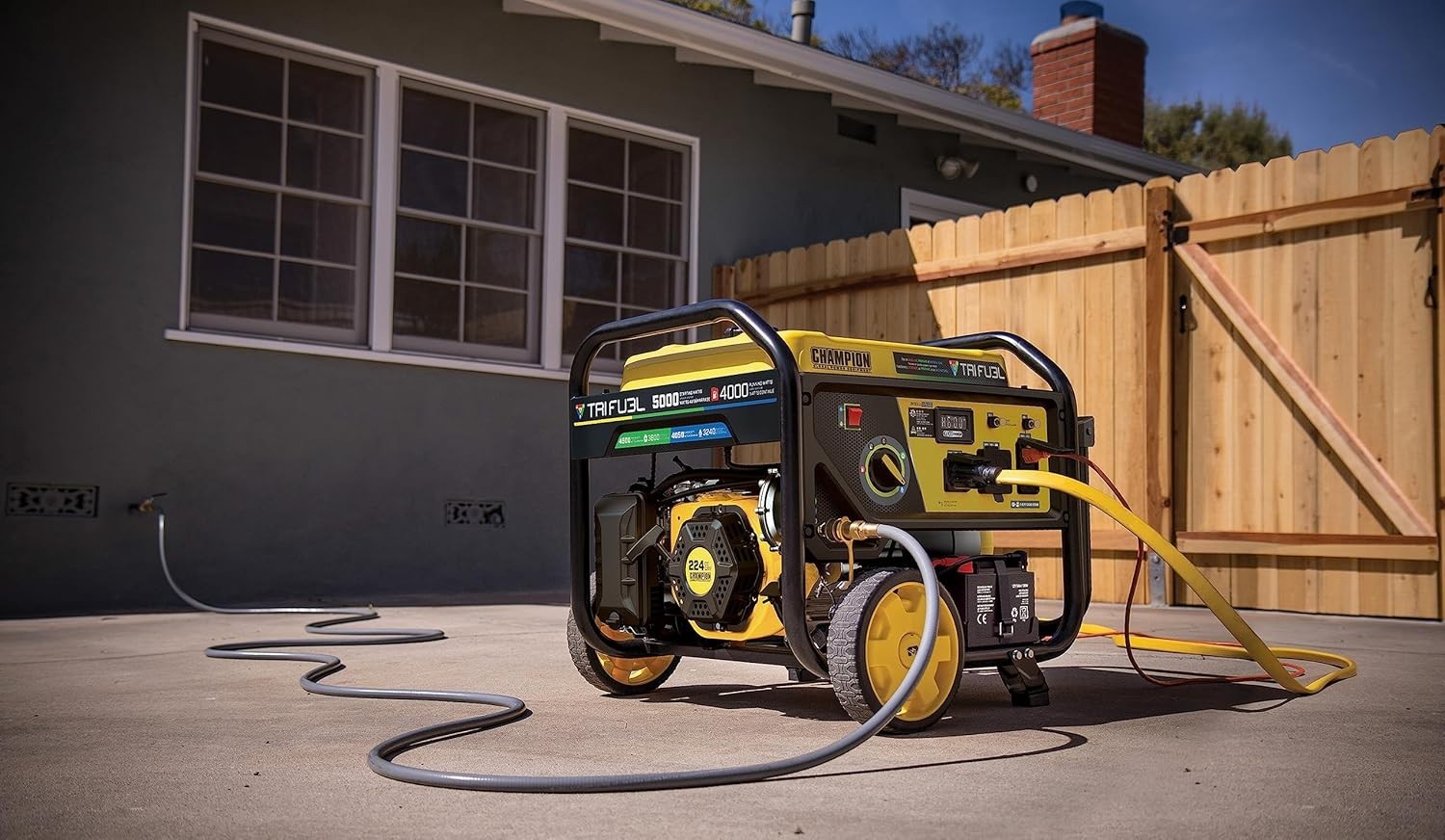 Champion 5,000-W Tri Fuel Gas Portable Generator with CO Sensor, Electric Start
