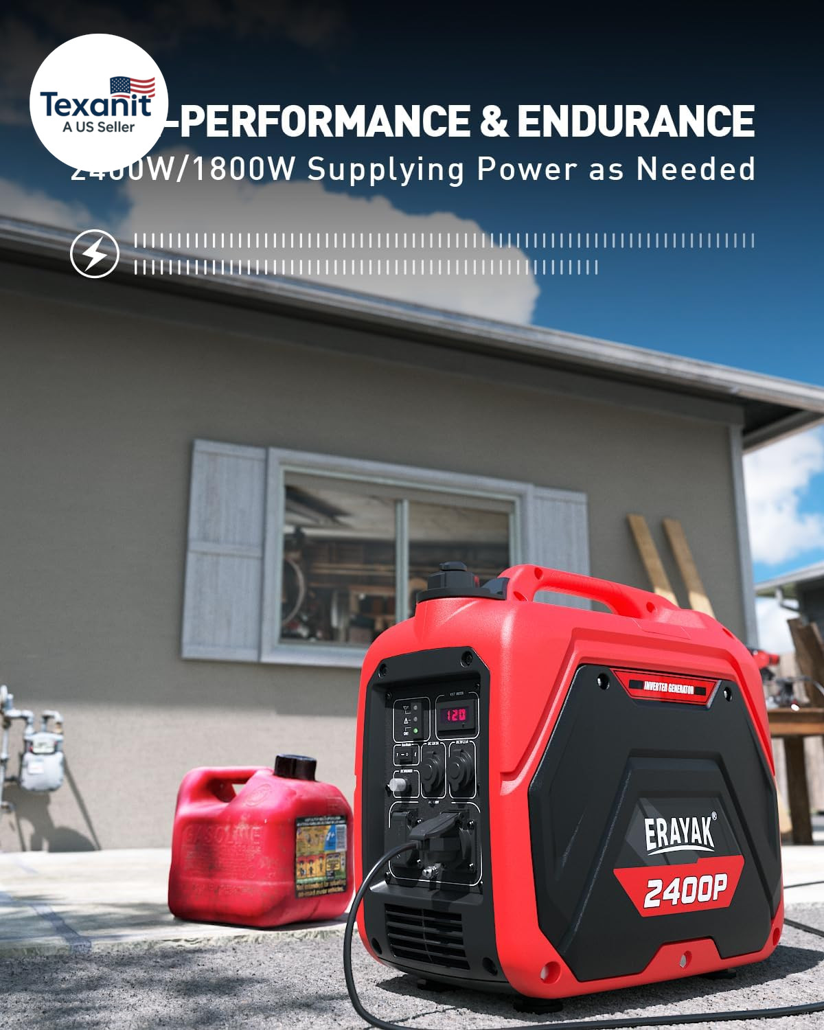 2400W Portable Inverter Generator for Home Use, Super Quiet Small Generator for