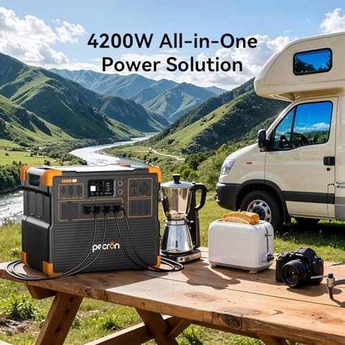 PECRON Portable Power Station E3800LFP 4200W LiFePO4 Off-grid & 200W solar panel