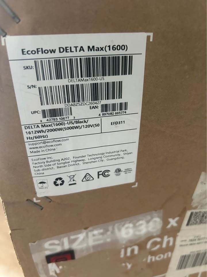 EcoFlow EFD311 Delta Max 1600 Portable Power Station Solar Generator 2000W AC