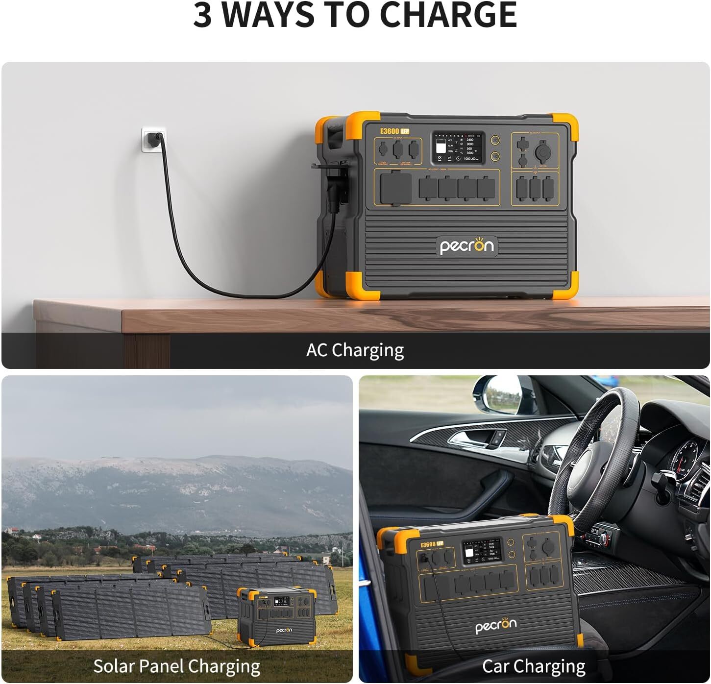 PECRON 2*e3600lfp Portable Power Station 3072Wh 3600W Home Backup Generator